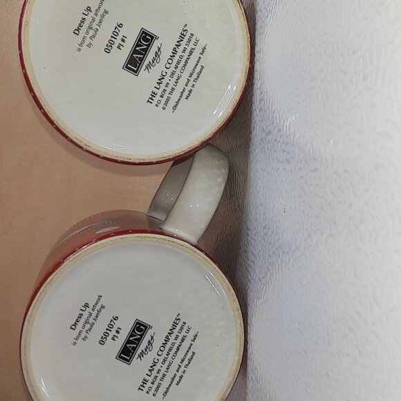 Pair "Dress Up" Paula Joerling Ceramic Mugs Lang Company Red Coffee/Tea Mug EUC - Picture 6 of 6